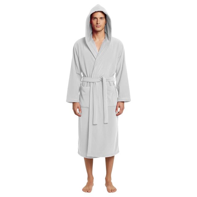 Bata de baño de lujo en algodón egipcio con capucha para spa en casa