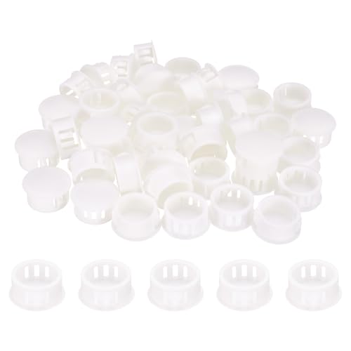 Image of uxcell 100pcs Nylon Plastic Hole Plugs, 5 /7 inch(18mm) Round Drill Screw Hole Plugs Covers Knockout Locking Plastic Plugs Insert End Caps for Kitchen Cabinet Furniture, White