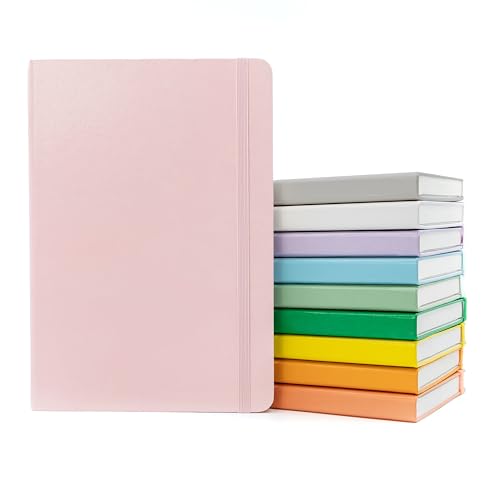 Image of PAPERAGE Lined Journal Notebook, 10 Pack, (Pastel Rainbow), 160 Pages, Medium 5.6 in x 8 in - 100 GSM Thick Paper - Hardcover Journaling Notebook for Work, School & Note Taking