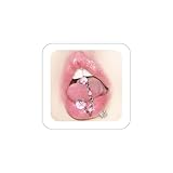 Hanfluenve Colorful Stainless Steel Tongue Studs 0.4 inch Gothic Piercing Chain Unique Statement Tongue Rings for Women Trendy (Pink)