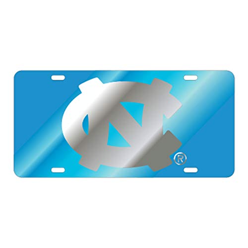 University of North Carolina Tar Heels Laser Cut Mirrored License Plate Blue w/Silver NC