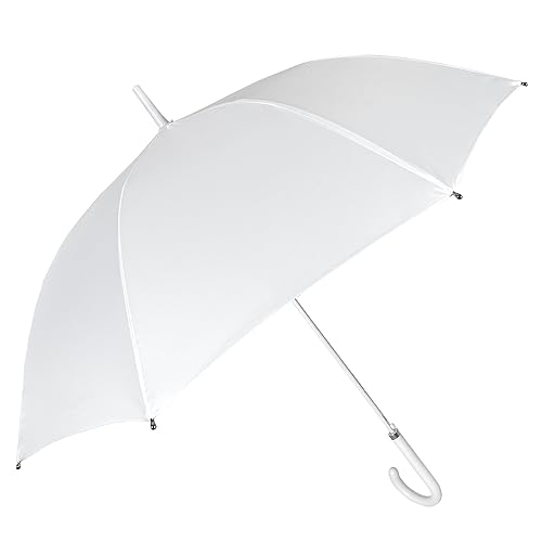 PERLETTI Brautschirm Regenschirm Sonnenschirm Damen Frauen - Weißer Stockschirm Elegant für die Hochzeit - Braut Schirm für Festliche Anlässe bei Regen und Sonne - Durchmesser 102 cm (Weiß)