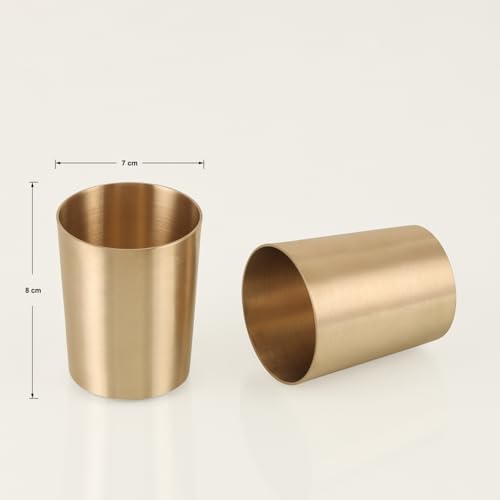 Image of THE HEALING STORE Pure Bronze Kansa Bangla Glass Handmade, Serveware & Drinkware Glass Ideal for Dining 250 ML 2 pc
