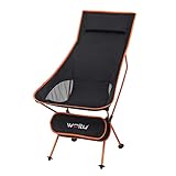 WOLTU Campingstuhl Angelstuhl klappstuhl faltstuhl, mit Tragetasche und Kopfstütze, bis 140KG belastbar Orange + Schwarz CPS8133or