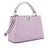 EVVE Women's Small Satchel Bag Classic Top Handle Purses Fashion Crossbody Handbags with Shoulder Strap | LILAC