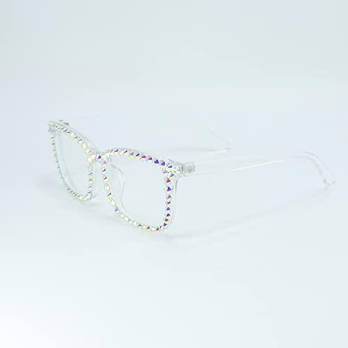 Image of Square Rhinestone Reading Glasses For Women Blue Light Blocking Computer Readers Glasses