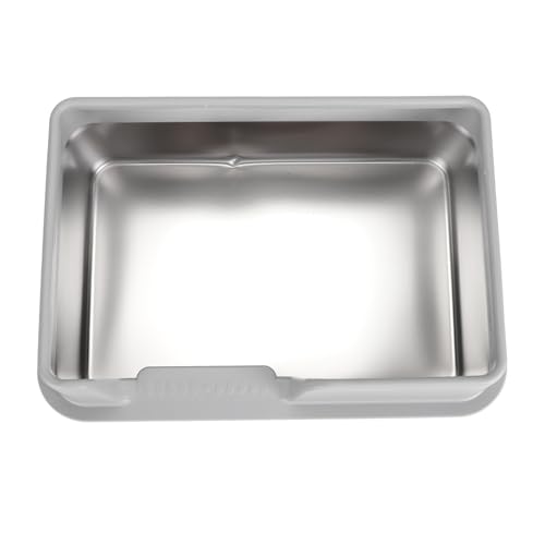 Rcniso Caja de Antisalpicaduras de Lados Altos de Acero Inoxidable Fácil de Limpiar para Gatos Pequeños y Medianos (Gris)
