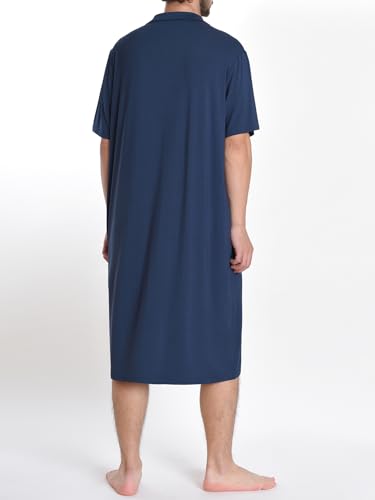 Latuza Men's Bamboo Viscose Nightshirt Button Down Sleep Shirt3