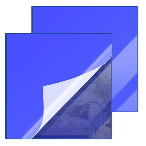 Image of 8x8 Inches Deep Blue Mirror Acrylic Sheet - 2 Pcs Reflective Acrylic Panel for DIY Crafts, Home Decor & More (20x20 cm)