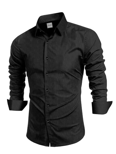 Image of Tailored Fit Men's Embossed Cotton Fabric with Long Sleeves Premium Casual Shirt for Men