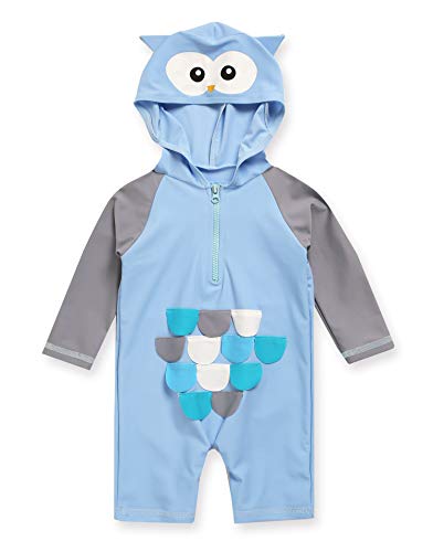 Image of VAENAIT BABY Zip & Snap Rash Guard Swimsuit, UPF 50+ One-Piece Long Sleeve Swimwear, Quick Dry Infant Beach Suit for 0~2T