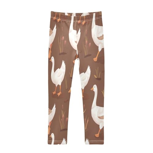 Toddler Girls Leggings Printed Yoga Pants Leggings White Gooses for Kids