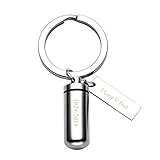 Jovivi Custom Keychain - Personalized Engraved Name Message Stainless Steel Cylinder Bottle Dog Tag Urn Keychain Keepsake Ashes Memorial Cremation Jewelry
