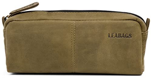 LEABAGS Fort Wayne genuine buffalo leather pencil case in vintage styleÂ - Fallow