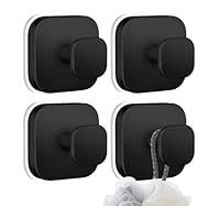 JYSDCXC Saugnapf Haken Extra Stark,Haken mit Saugnapf,Edelstahl Handtuchhaken Ohne Bohren für Badezimmer & Küche,Vakuum Saughaken für Fliesen,Glas,Glatte Oberfläche,Abnehmbar(Schwarz,4 Stück)