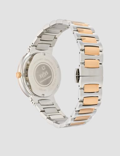 Image of Xylys Duet Swiss Analog Two Toned Stainless Steel Strap Silver Dial Watch for Women - 45027KM01E