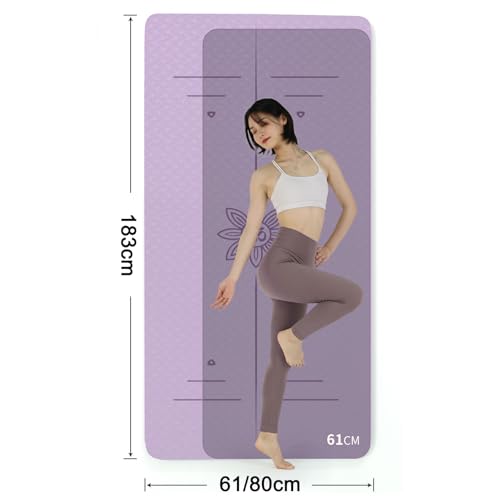Esterilla de yoga antideslizante de TPE, extra ancha y gruesa, profesional, de doble cara, con correa de transporte, para entrenamiento en casa