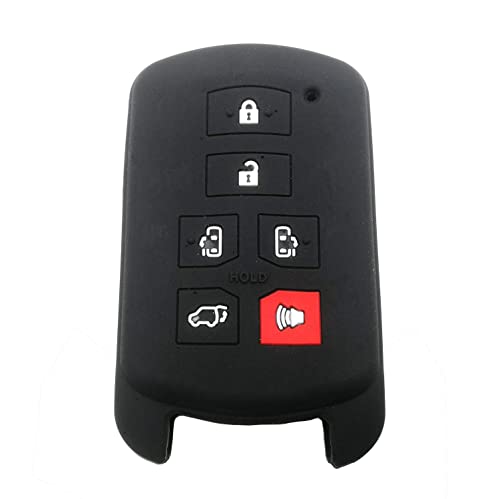 スマートキーケース スマートキーカバー トヨタ TOYOTA SIENNA 6ボタン 両側スライドドア 2011-2018年式車用 シリコン 傷防止 キーホルダ リモコンケースリ モコンカバー 鍵ケース プレゼント(SIENNA黒)
