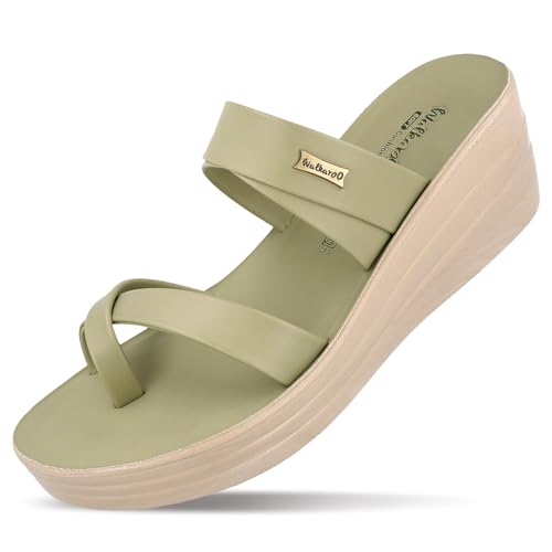 Image of WALKAROO Women's Wedge Sandals| Soft Cushioned Footbed,Lightweight PU Sole|Slip-On, Fashion,Stylish,Comfortable Sandals for Women's| WLP72029 Mauve