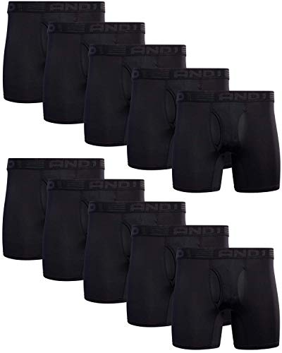 AND1 Mens Boxer Briefs - 10 Pack Stretch Performance Mens Underwear Boxers with Functional Fly Pouch, 6