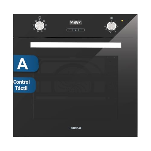 Hyundai Horno Multifunción con Ventilador Cristal negro HYHM678DCN. Capacidad 64 Litros, 2170 W, 8 Programas, Interior Esmaltado, Fácil Limpieza, Eficiencia Energética Clase A