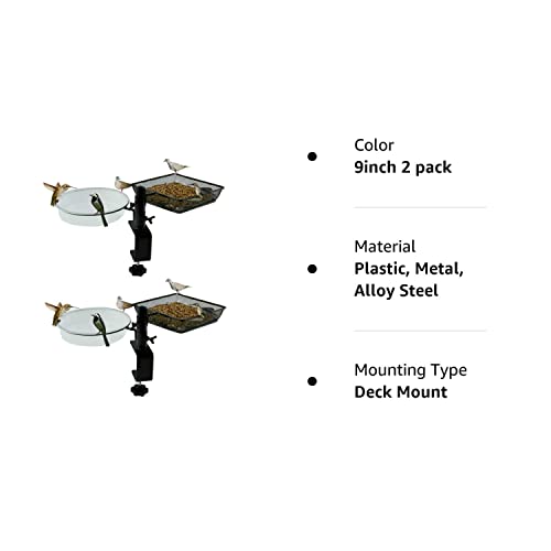 Wosibo 2 Pack Deck Bird Feeders With Platform Metal Mesh Tray, Deck Mount Bird Bath And Detachable Heavy Duty Sturdy Clamp Fence Balcony Bird Feeder For Attracting Birds #TOP7