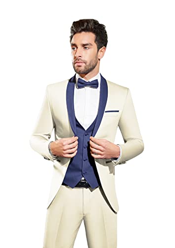 Rdzding Mens Suit Slim Fit 3 Piece Set Blazer Jacket Tuxedo Daily Business Suits Groomsmen Jackets for Wedding Party