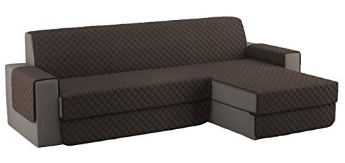 FARFALLAROSSA Fundas para Sofa Acolchado, Funda Sofa Chaise Longue Brazo Chaise Derecho/Izquierdo (250 CM), Cubre Sofa Reversible, Gris Oscuro