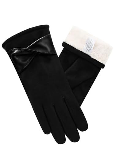 vislivin Winter Warm Handschuhe Damen Touchscreen Handschuhe Wildleder Winterhandschuhe mit Gefütterten Gloves Schwarz XL