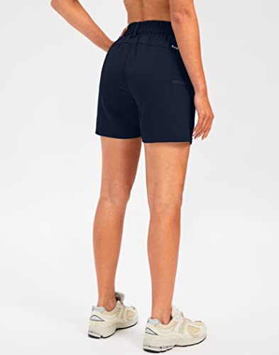 Santiny Women's Golf Hiking Shorts With Zipper Pockets 5 Inch Quick Dry Lightweight Cargo Shorts For Women Summer Casual Work (Navy_Xl) #TOP1
