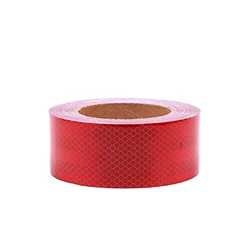 Image of MINSALES� Reflective Radium Waterproof Warning Tape For road safety purpose Night Safety Sticker High Intensity Conspicuity Red 2 Inch x 50 Meter (Red)