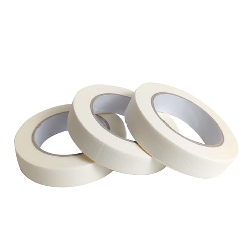 Lazybug studio Masking Tape 0.75 Inch 3 Pack White Masking Tape 3/4 Inch x 55 Yards x 3 Rolls 165 Yards in Total