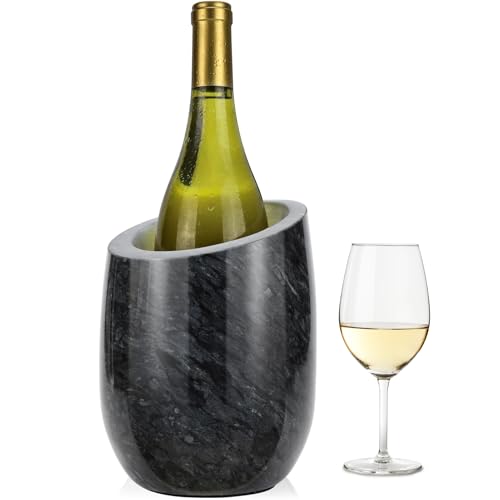 ZORMY Premium Marble Wine Chiller Bucket Wine and Champagne Cooler Wine Bottle Ice Chiller 750ml Bottle Cooler Home Bar & Kitchen Decor Ideal Gift for Wine Lovers (Black)