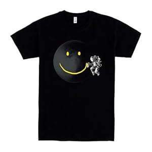 Pampling Camiseta de Manga Corta, 100% Algodón, Ropa Unisex para Hombres y Mujeres en 5 Tallas, Camiseta Negra, Modelo Make a Smile