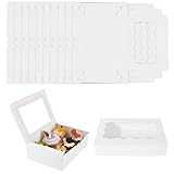 Sekfpnk 10 Pezzi Scatola Trasporto Cupcake, Scatola per Biscotti Bianca con Finestra Trasparente, Adatta per la Panificazione, per Biscotti, Cupcake, Muffin, Dolci, Contenitori per Torte (18x11x4 cm)