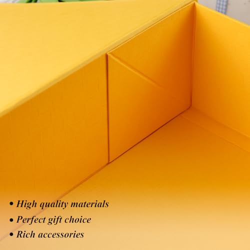Boîte emballage cadeau jaune grand format avec carte de vœux - 5