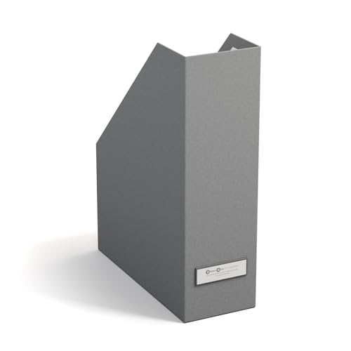 Bigso Box of Sweden Archivador vertical con etiqueta para rotular – Archivador revistero de tablero de fibras y papel – Organizador de documentos, actas o revistas – gris 🔥