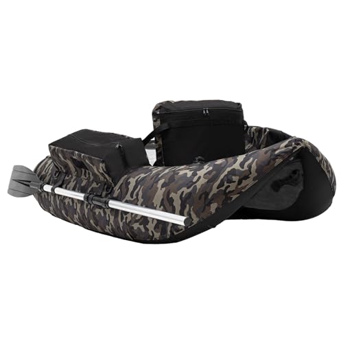 HAPPCUCOE Inflatable Fishing Boat,Portable Outdoor Fishing Boat Adjustable Backrest,Load Capacity 286.6Lbs, Fishing Float Tube for Fishing,Rafting,Exploring (Camouflage)