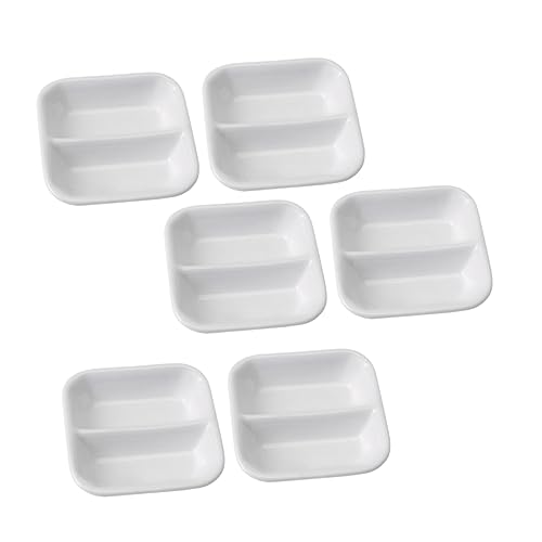 Unomor Ceramic Snack Plates Simple Snack Dish Sauce Dishes Decorative Plate Porcelain Flavor Dish Bbq Sauce Dish Divided Sauce Bowls Mini Containers Platter White Ceramics re-usable