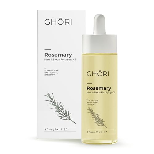 Ghori Rosemary, Mint & Biotin Fortifying Hair Oil 59ml | Stimulates Hair Growth & Strengthens Follicles | Essential Oils for Healthy Scalp | Fast-Absorbing, Silicone-Free