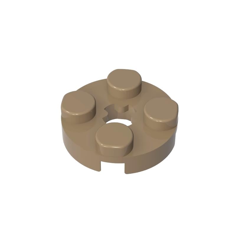 Gobricks 4032 Circular Plate Plate Round 2x2 with Axle Hole Type 1 (+ Opening) 50 Pieces GDS-609 Compatible with Lego Building Blocks Color:Dark Tan