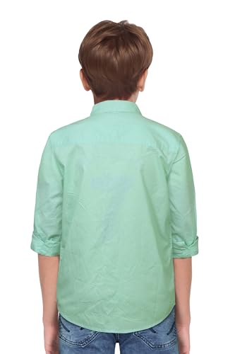 Image of Allen Solly Boys' Solid Casual Shirt | Roll-Up Sleeves | Regular Fit | Soft Cotton Feel | School