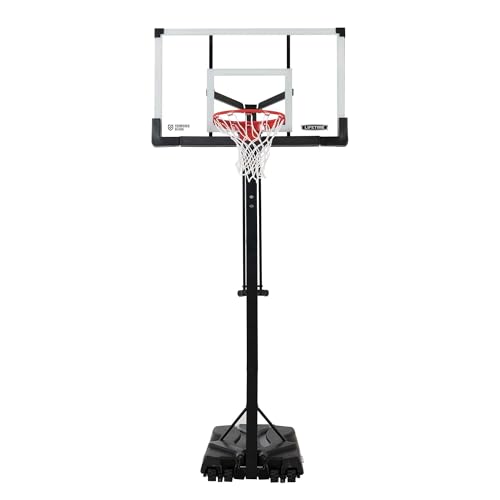 Lifetime 90734 Adjustable Portable Basketball Hoop, 54-Inch Tempered Glass Backboard, Black