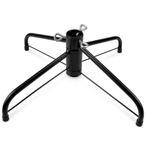 Christmas Tree Stand, Heavy Duty Metal Christmas Tree Base with Adjustable Eye Bolts, Stable Folding Tree Stand for 3-7 FT Christmas Trees，Fits 0.5-1.35 Inch Pole