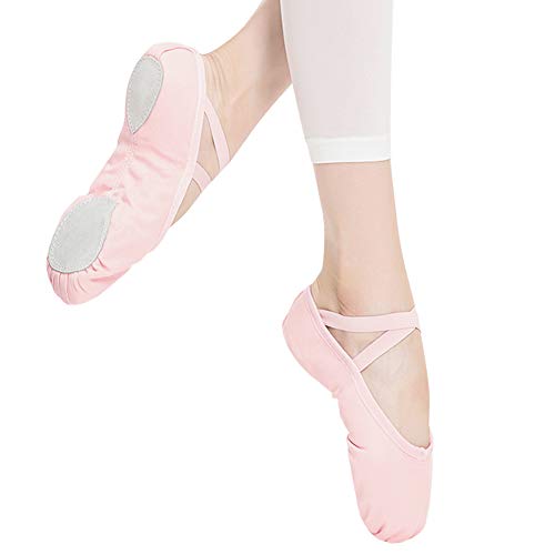 image for STELLE Girls Canvas Ballet Slipper/Ballet Shoe/Yoga Dance Shoe (Toddle