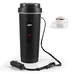 24V/12V Travel Electric Kettle for Car/Truck, 500ml Portable Car Heating Mug with LCD Temperature Display, 316 Stainless Steel Car Heating Mug, 4-speed Temperature Adjustment (Black)