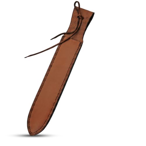 SZCO Supplies Knife Sheath - 16" Brown Genuine Leather Knife Sheath for Belt - Heavy Duty Dagger Sheath, Knife Holster, pocket knife holder for belt