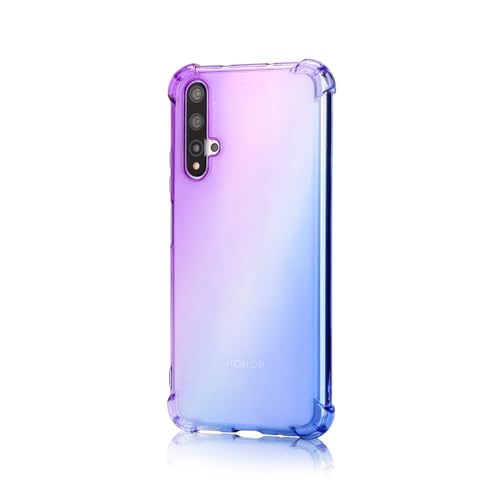 Teléfonos Celulares, Video On Demand DABUNA Funda para Huawei Nova 5t Case Uso Rudo,Transparente Colores Degradados Protectora de Cámara Anticaída Carcasa Bumper(Púrpura Azul)