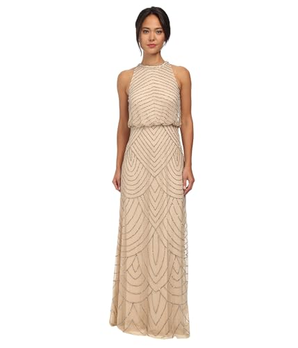 Image of Adrianna Papell Womens Halter Blouson Beaded Gown
