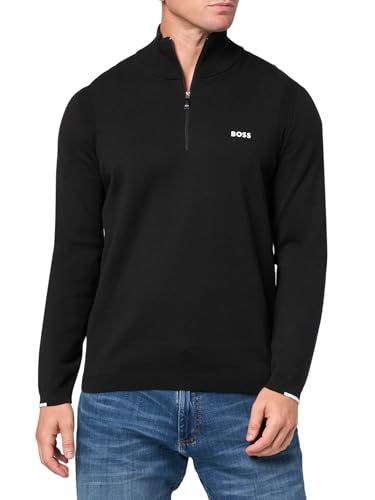 BOSS Men's Tech Flex Cotton Stretch Quarter Zip Knit Sweater